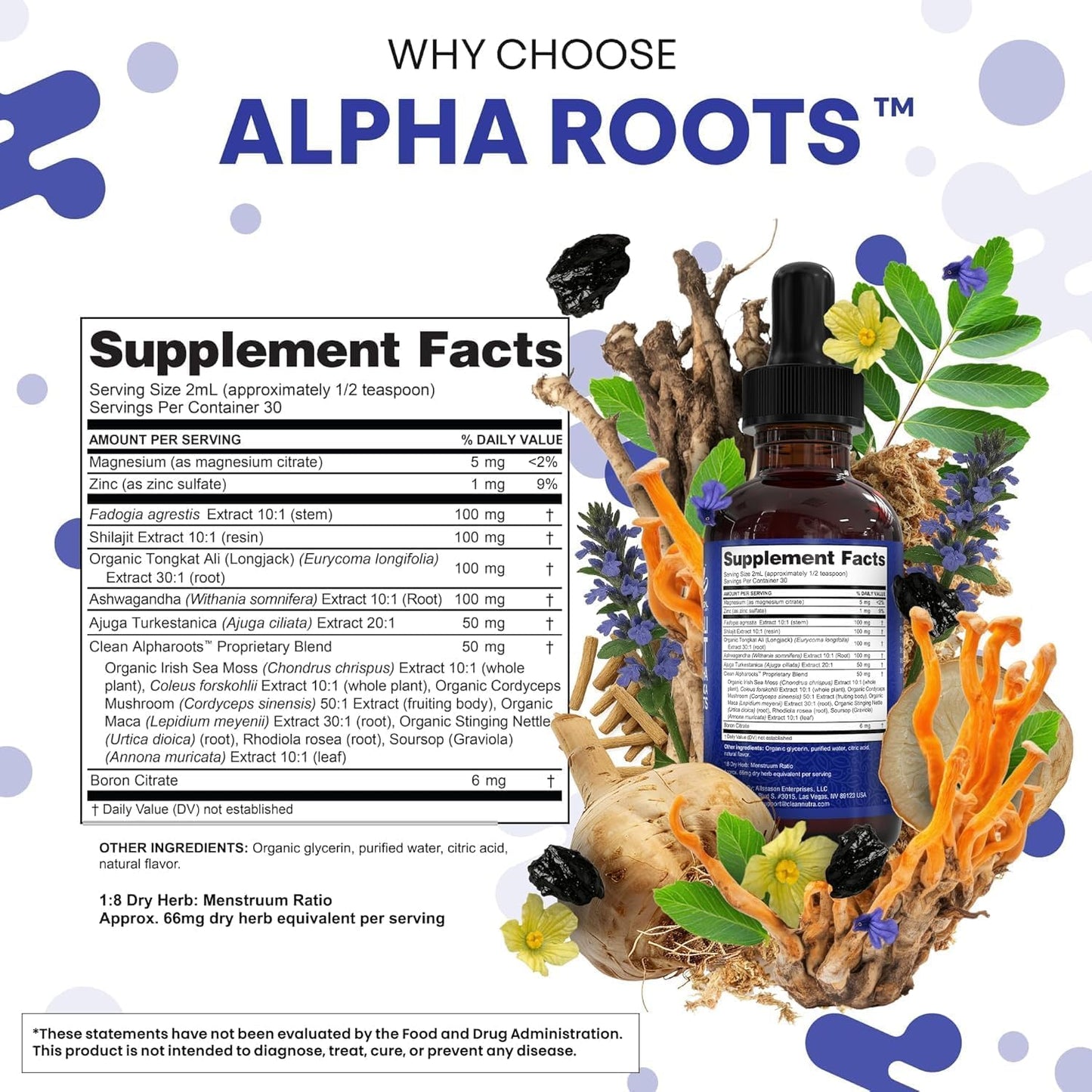 Clean Nutra Tongkat Ali Liquid Drops – Herbal Supplement for Men with Ashwagandha, Shilajit, Turkesterone, Magnesium, Irish Sea Moss, and Zinc - görsel 4