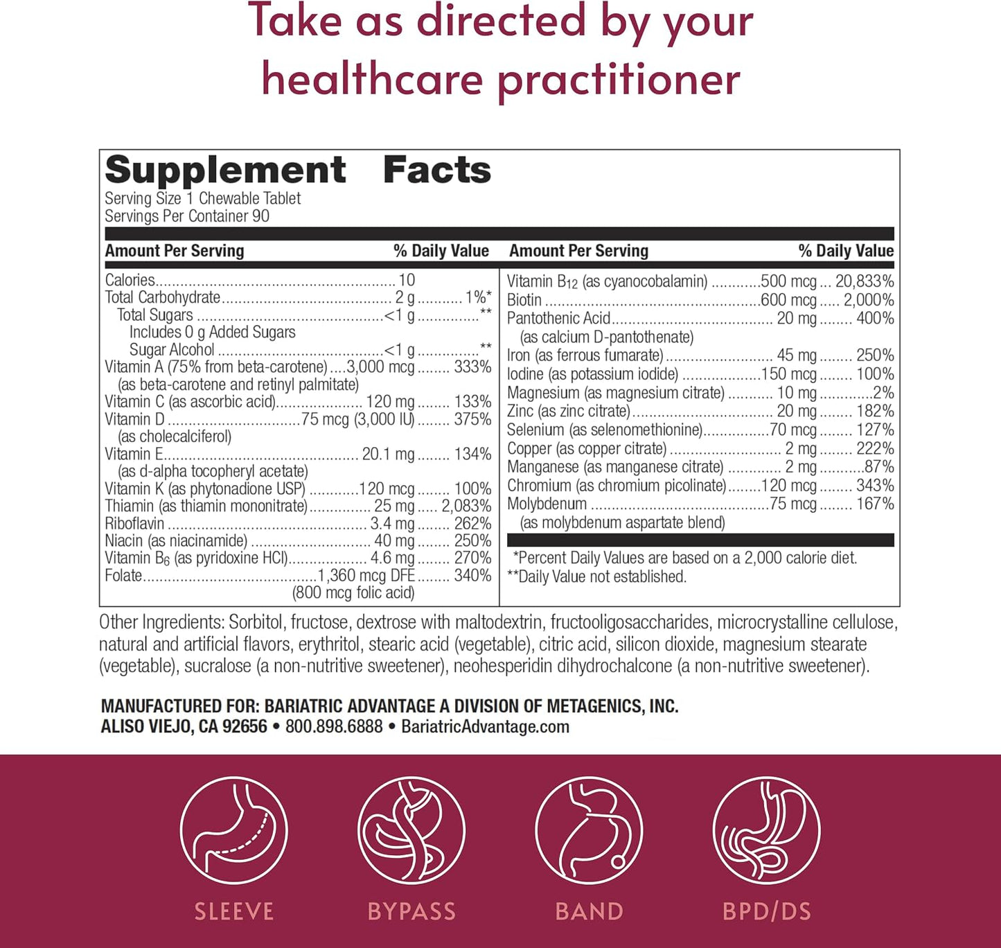 Bariatric Advantage Chewable Ultra Solo with Iron - Daily Multivitamin for Bariatric Patients - Citrus - 90 Tablets - görsel 4