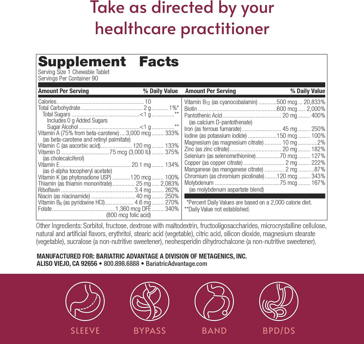 Bariatric Advantage Chewable Ultra Solo with Iron - Daily Multivitamin for Bariatric Patients - Citrus - 90 Tablets - görsel 4