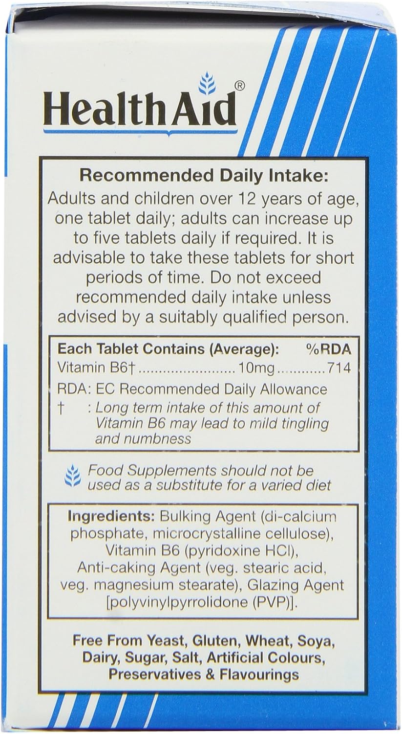 HealthAid Vitamin B6 (Pyridoxine HCl) 10mg - 100 Tablets - görsel 4
