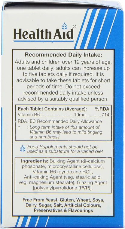 HealthAid Vitamin B6 (Pyridoxine HCl) 10mg - 100 Tablets