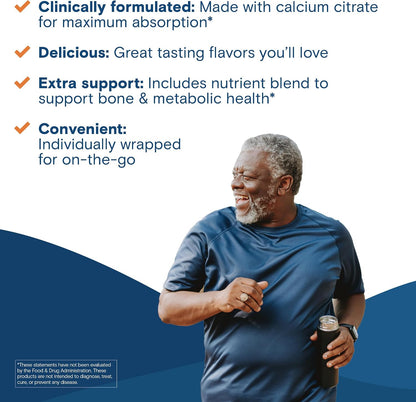 Bariatric Fusion Bariatric Calcium Supplement Chews | Calcium Citrate with Vitamin D3 Bariatric Vitamin | Sugar-Free Chewable | 500mg | Strawberry | 60 Chews