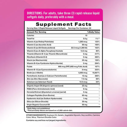 Nature's Truth Hair, Skin and Nails Biotin 5000mcg, 250 Softgels – Image 2