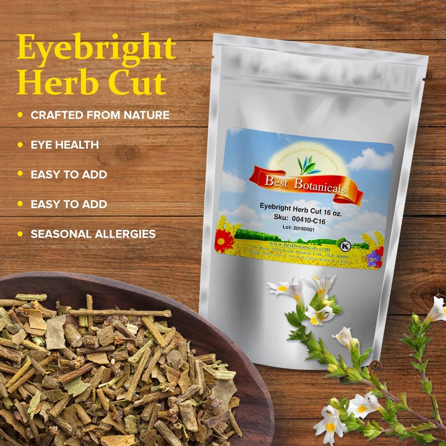 Best Botanicals Eyebright Herb Cut 454 g - görsel 3