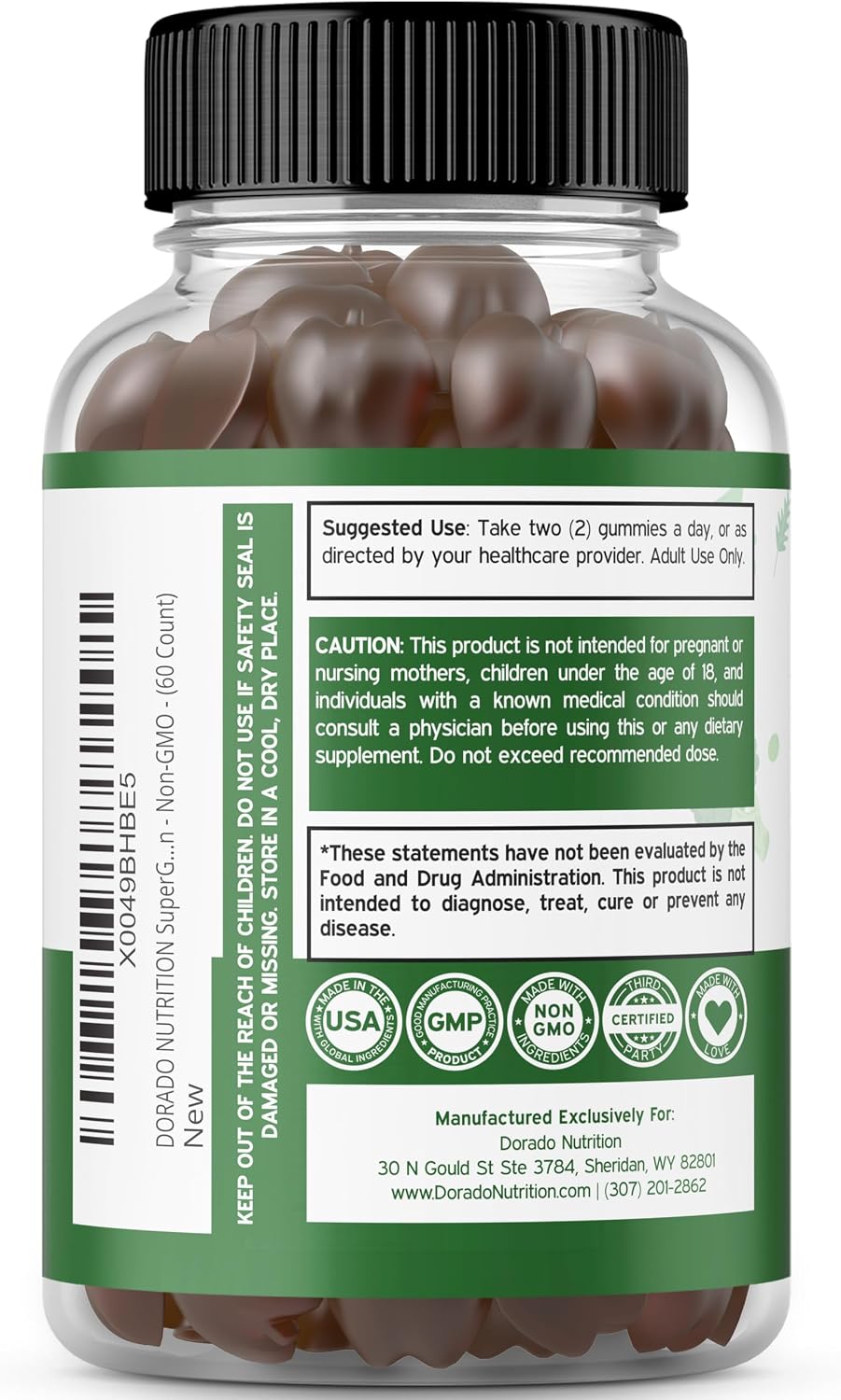 DORADO NUTRITION Supergreens Gummies (60 Count) - Daily Greens Supplement with Raspberry Flavour for Immunity Support - görsel 3