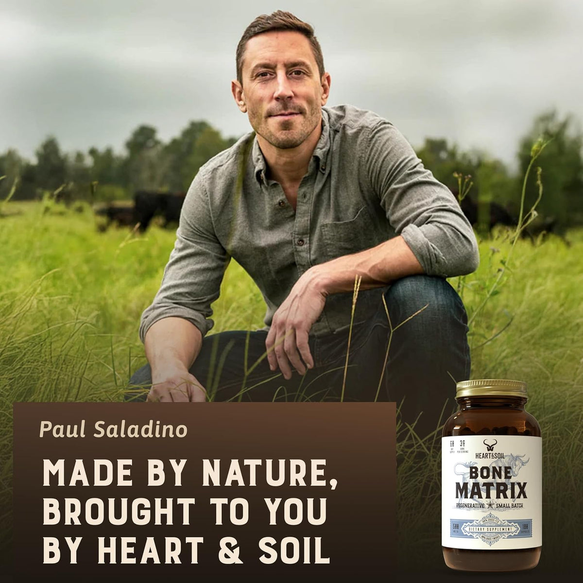 HEART & SOIL Grass Fed Bone Matrix — Supports Bone and Joint Health, Strength, and Flexibility (180 Capsules) - görsel 4