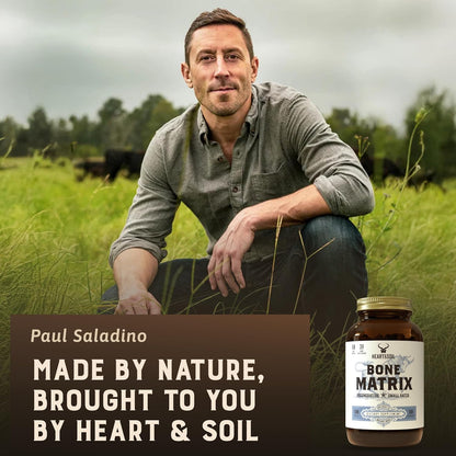 HEART & SOIL Grass Fed Bone Matrix — Supports Bone and Joint Health, Strength, and Flexibility (180 Capsules)