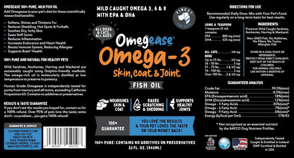 100% Pure Fish Oil for Dogs & Cats (1,545mg Omega-3 per 5ml Teaspoon) 946ml