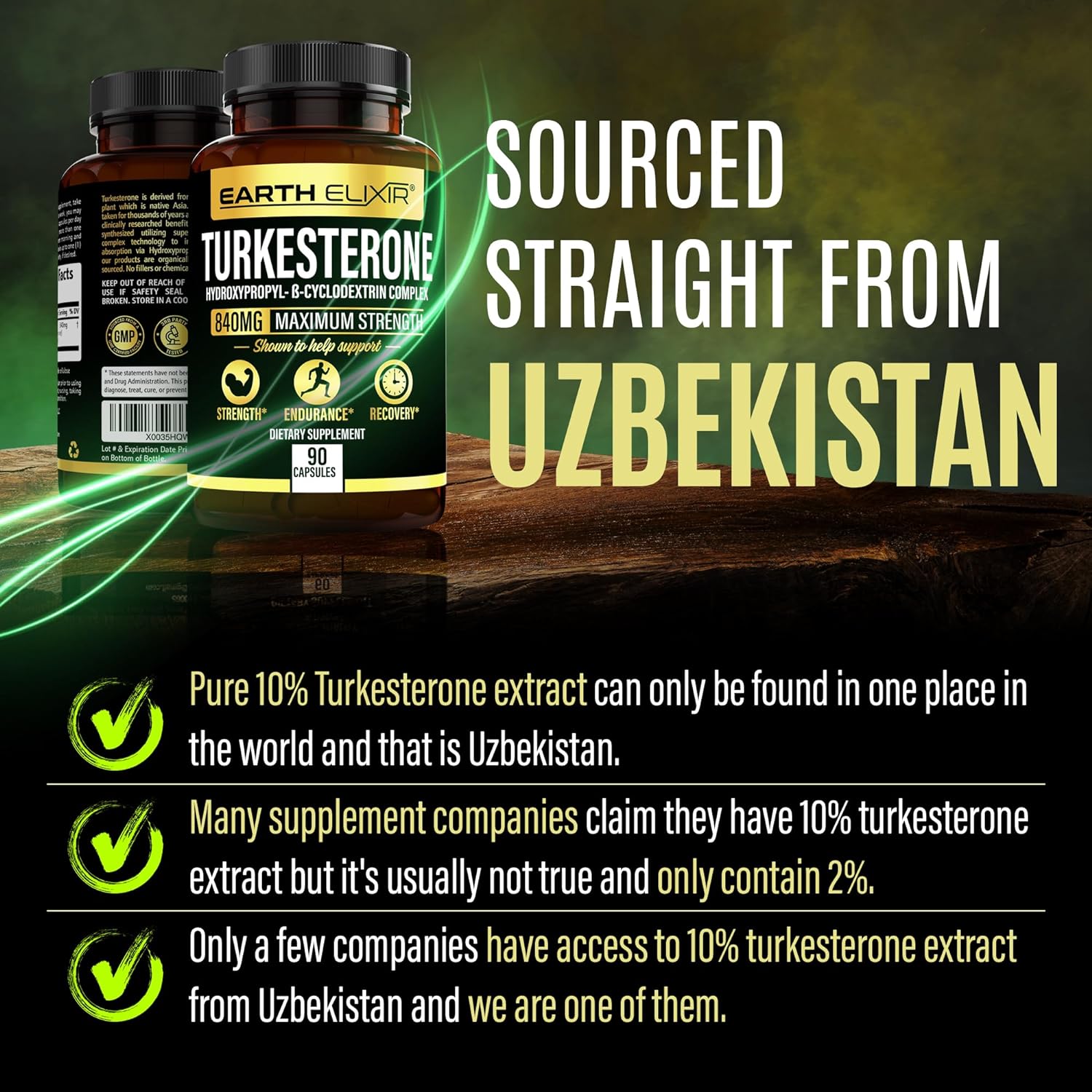Turkesterone 840 mg – Natural Testosterone Support – 100% Pure Ajuga turkestanica Extract – Made in the USA & Third-Party Tested for Strength, Energy & Vitality - görsel 3
