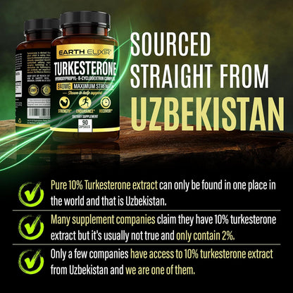Turkesterone 840 mg – Natural Testosterone Support – 100% Pure Ajuga turkestanica Extract – Made in the USA & Third-Party Tested for Strength, Energy & Vitality