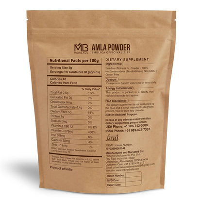MB Herbals De-Seeded Amla Powder, 1 lb (454g)