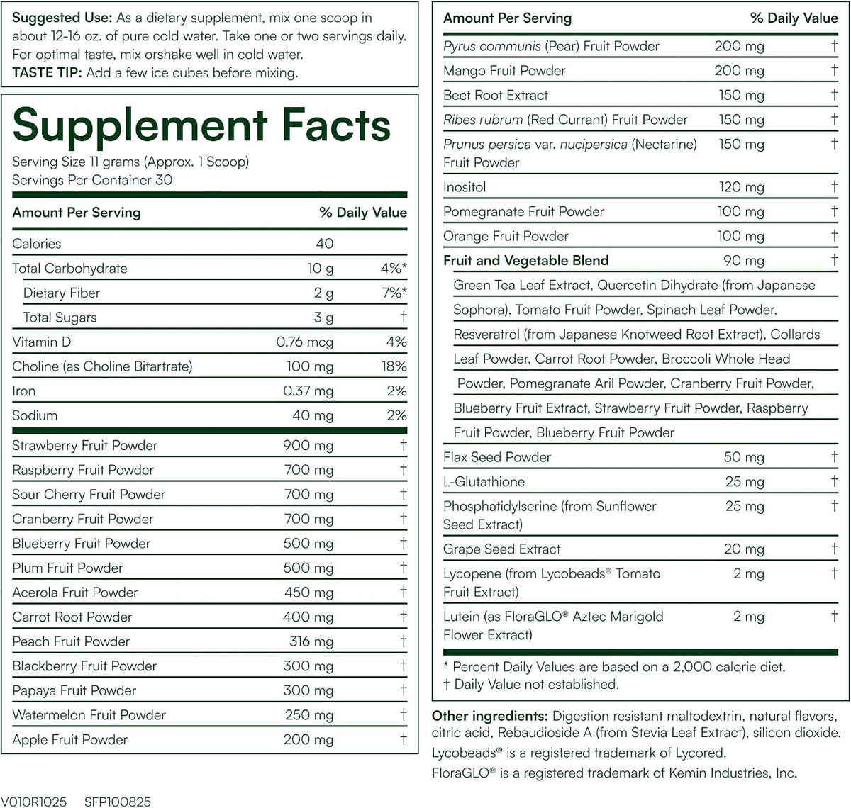 Purity Products Super Reds Powder – Phytonutrient Superfood Drink Mix with FloraGLO Lutein, 330g (30-Day Supply) - görsel 2