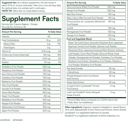 Purity Products Super Reds Powder – Phytonutrient Superfood Drink Mix with FloraGLO Lutein, 330g (30-Day Supply)