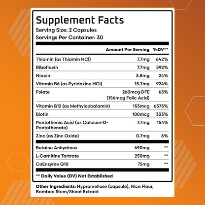 Ben's Natural Health Daily Energy with B-Vitamins & CoQ10, 60 Capsules