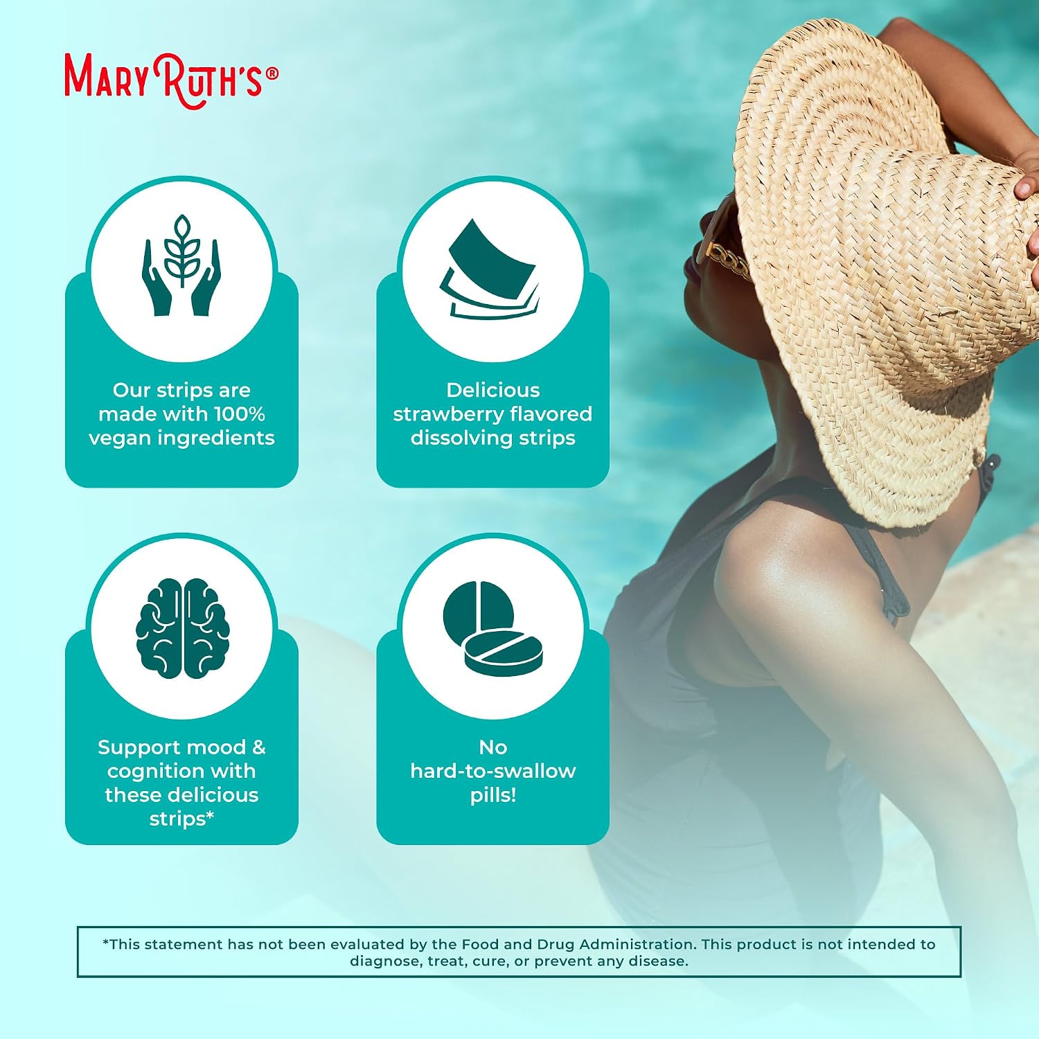 Mood & Cognition Dissolving Strips by MaryRuth's | Vitamin B12 | Vitamin B6 | Saffron | Folate | B Vitamins | Sugar Free | Strawberry Flavour | Vegan | Gluten-free | Dairy-free | 30 Strips - görsel 6