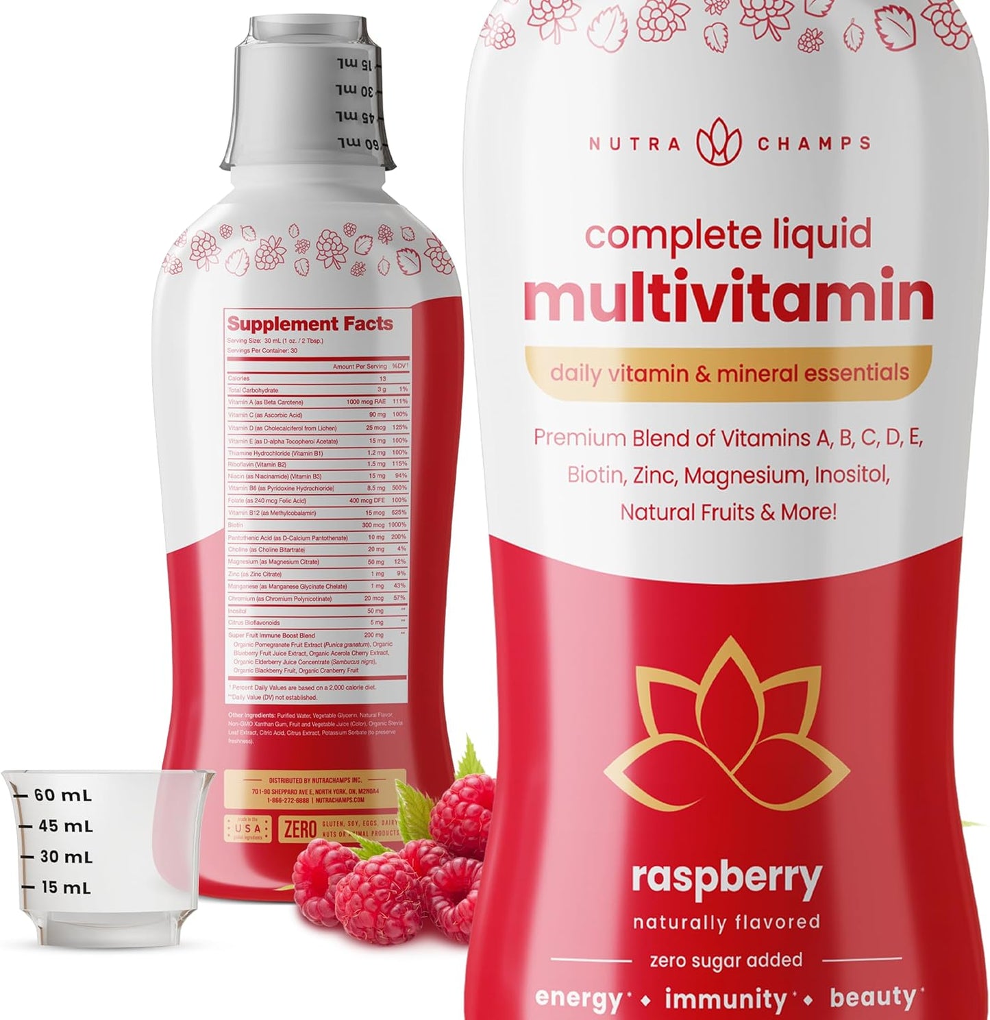 NutraChamps Complete Liquid Multivitamins | No Added Sugar | Vegan | Energy & Beauty Support - görsel 3
