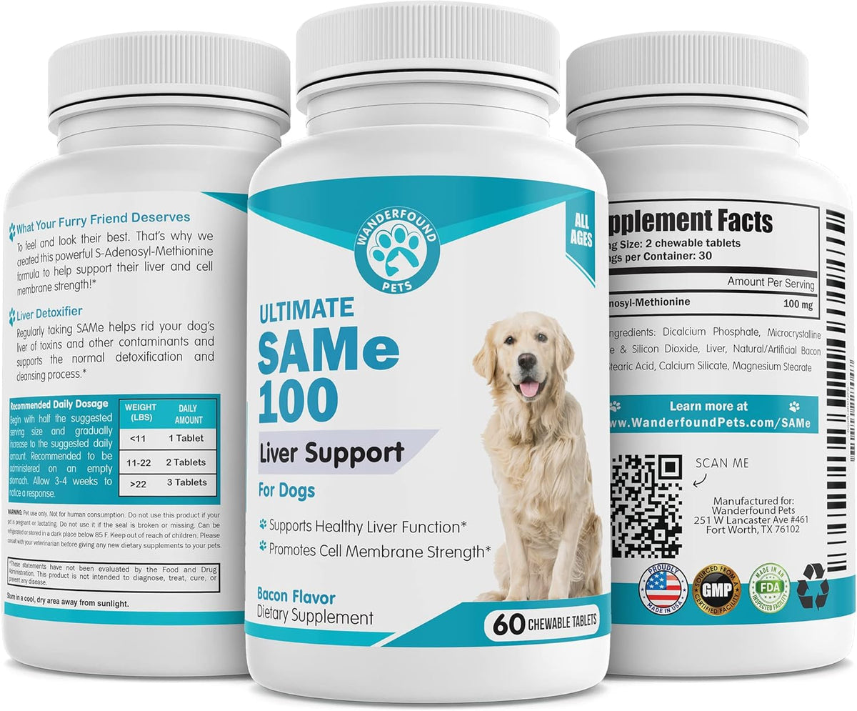 Pawsitive Same 100 Liver Support for Dogs - SAMe Chewable Tablets - Bacon Flavour (60 Count) - görsel 2