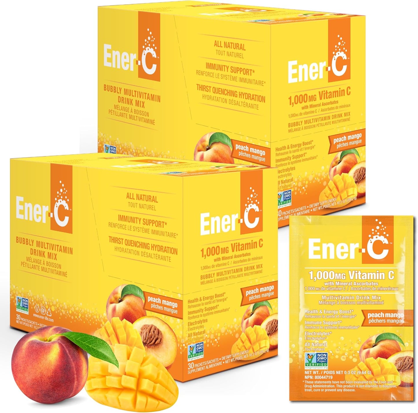 Ener-C Multivitamin Drink Mix, Immune Booster for Adults - Orange, 60 Count | Vitamin Packets for Water, Electrolytes Powder Packets, Vitamin Drink Mix, Hydration Liquid Mix - görsel 10