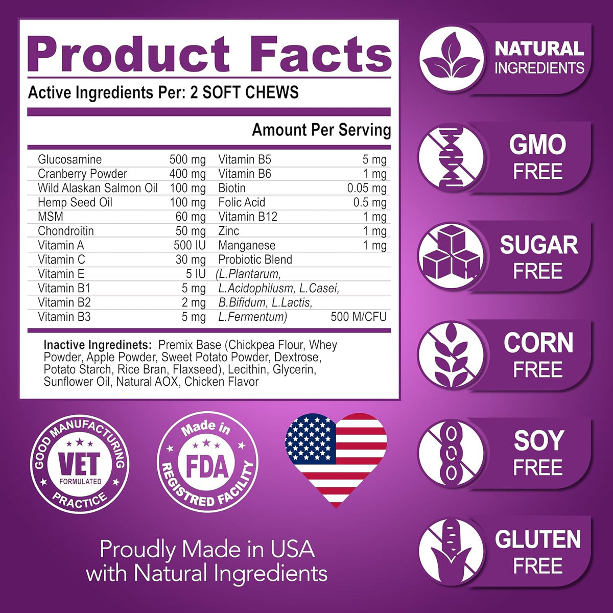 Vet Promise Dog Multivitamin Chewable with Glucosamine - 120 Chews - görsel 6