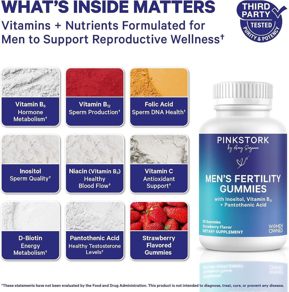 Blue Stork Fertility Supplement Gummies for Men – Male Prenatal Vitamins, Conception Support for Him – 90 Gummies - görsel 2