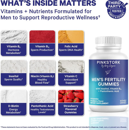 Blue Stork Fertility Supplement Gummies for Men – Male Prenatal Vitamins, Conception Support for Him – 90 Gummies