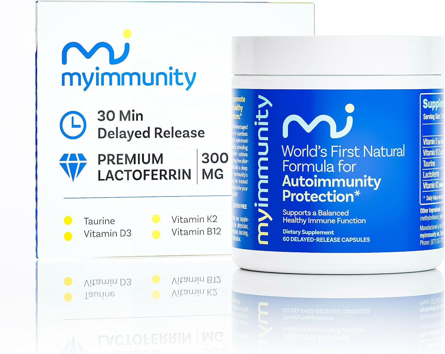 Lactoferrin Supplement 300mg – MyImmunity Grass-Fed with Vitamins D3, K2, B12 & Taurine – Delayed Release Capsules for Iron Absorption & Immune Support – Non-GMO, Gluten-free – 60 Capsules - görsel 1