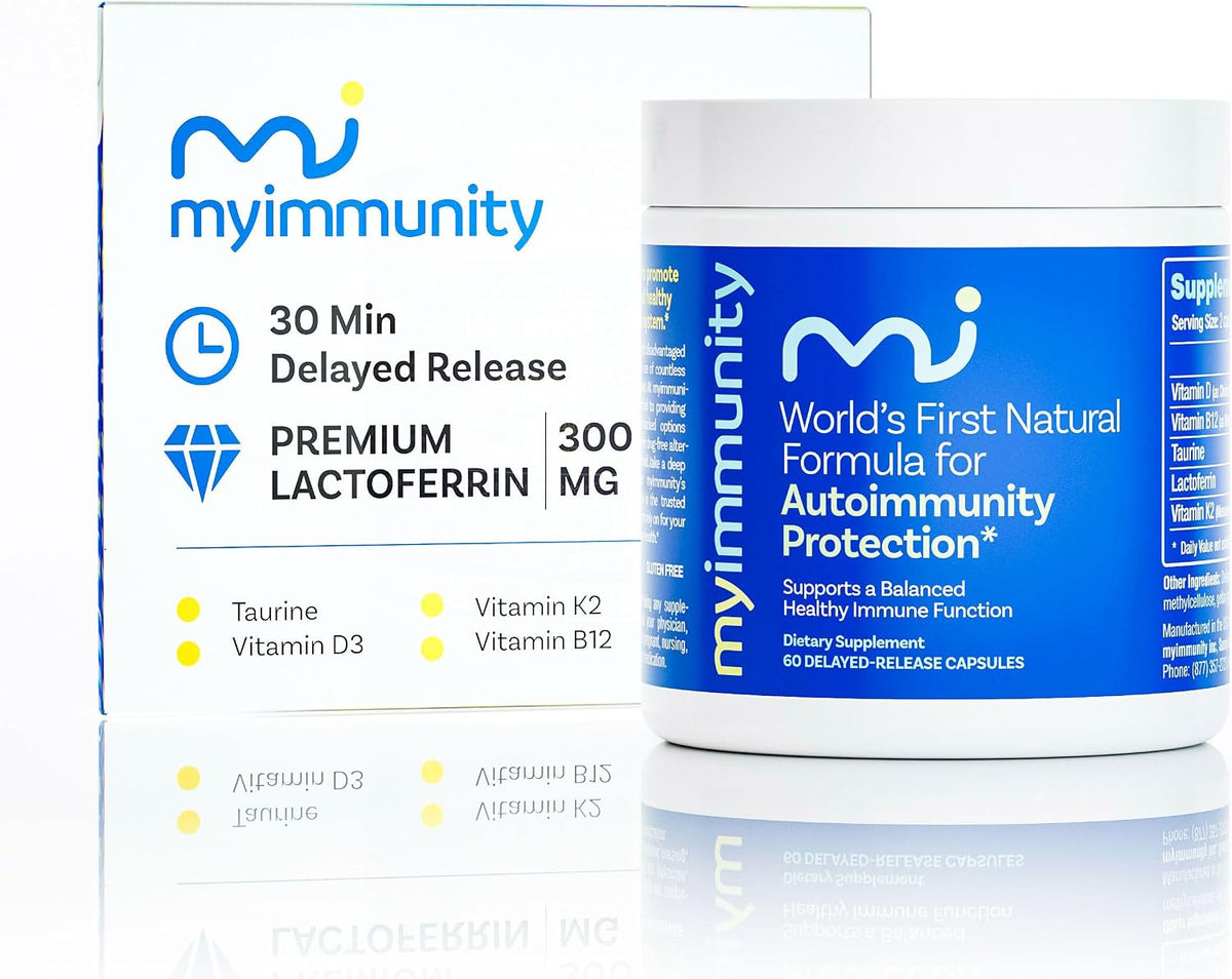 Lactoferrin Supplement 300mg – MyImmunity Grass-Fed with Vitamins D3, K2, B12 & Taurine – Delayed Release Capsules for Iron Absorption & Immune Support – Non-GMO, Gluten-free – 60 Capsules - görsel 1