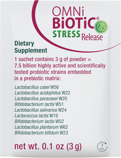OMNi BiOTiC Stress Release - Clinically Tested Psychobiotic for Stress Management & Gut-Brain Axis Support - 28 Daily Sachets (Vegan, Non-GMO)