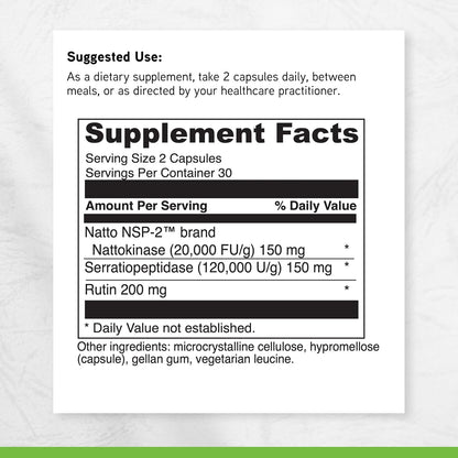 DAVINCI Labs Nattokinase Plus – High-Potency 20,000 FU/g Supplement for Circulatory Support – 60 Capsules