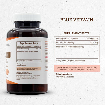 Secrets of the Tribe Blue Vervain Dried Herb 120 Capsules (1000 mg)