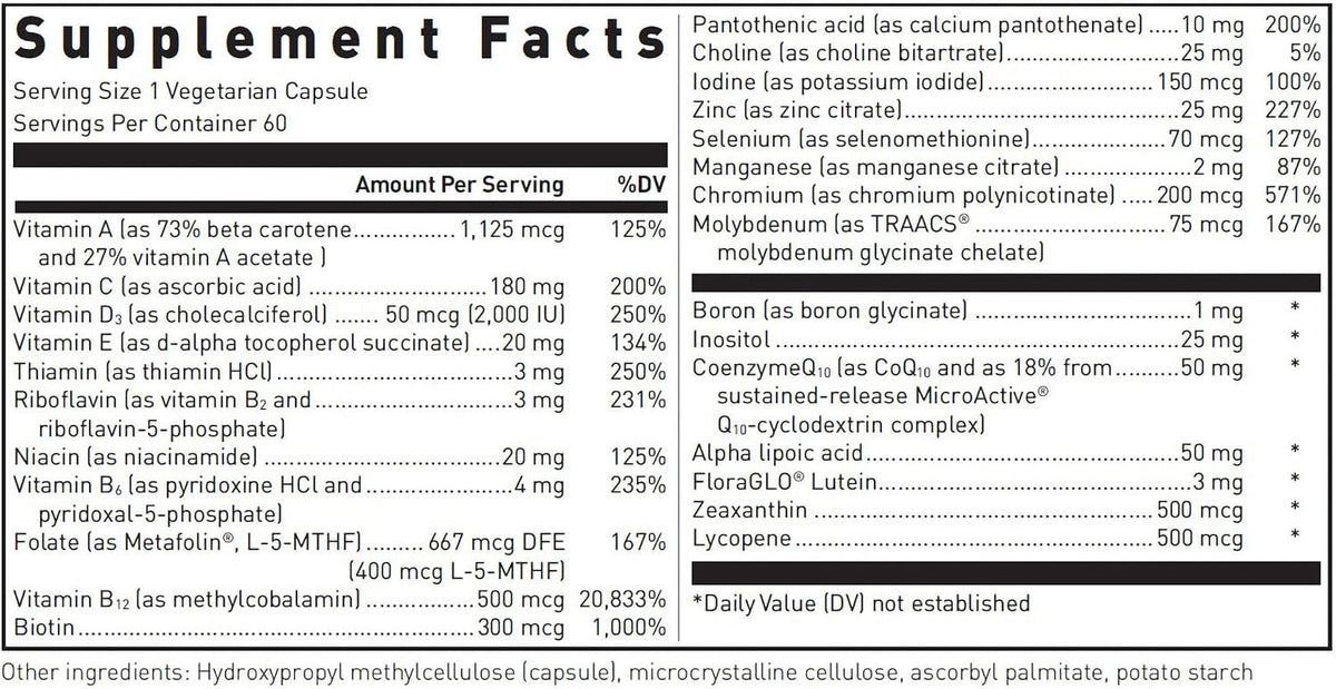 Douglas Laboratories Ultra Preventive 1 Daily - Multivitamin and Mineral Supplement for Energy, Immune and Overall Health - 60 Capsules - görsel 2