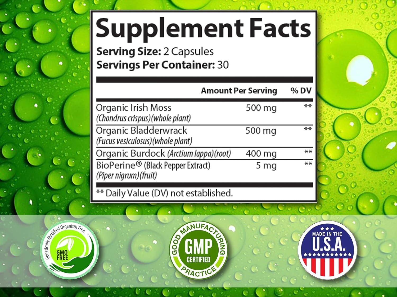 Organic Sea Moss Supplements with Bladderwrack and Burdock Root - Pure Sea Moss Capsules with BioPerine - görsel 4