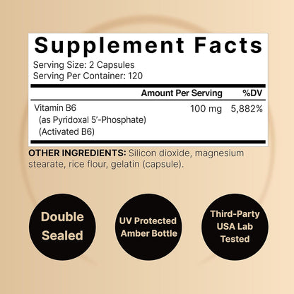 NatureBell P5P Vitamin B6 100mg, 240 Capsules - Activated Pyridoxal 5'-Phosphate
