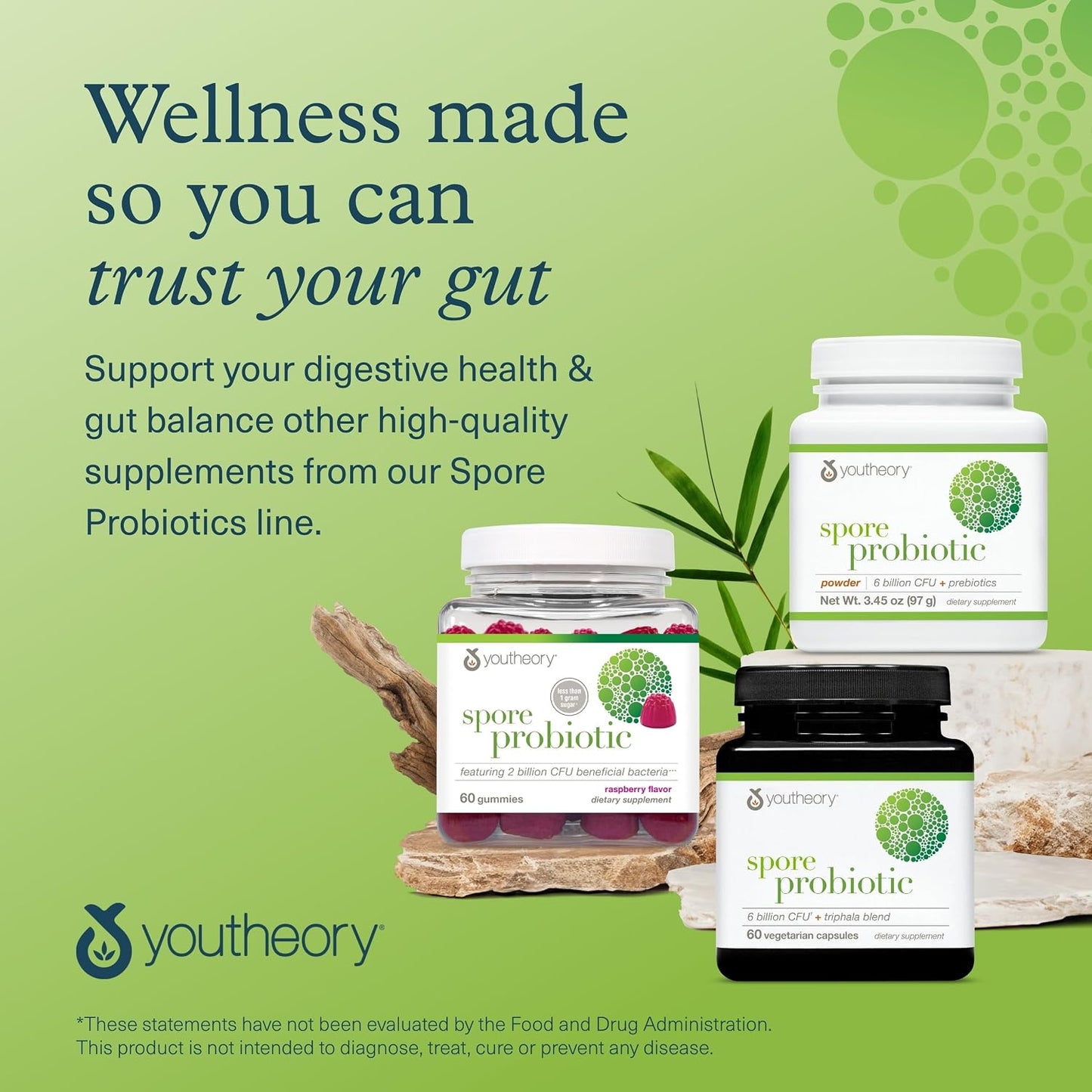 Youtheory Spore Probiotic - 6 Billion CFU with Prebiotics - 60 Vegetarian Capsules - görsel 7