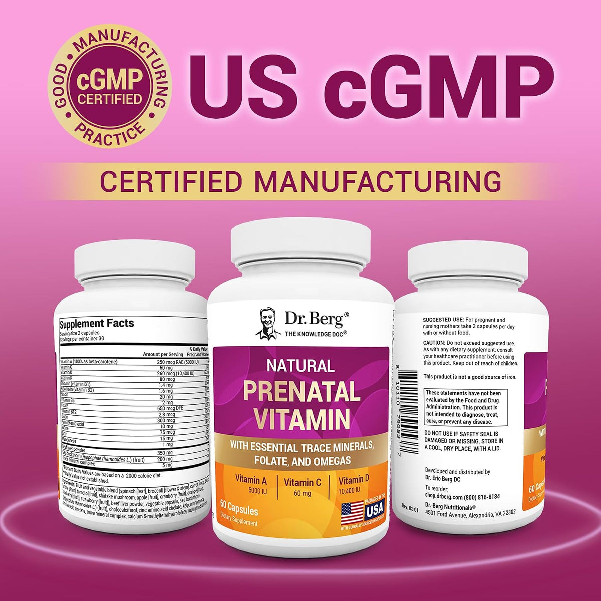 Dr. Berg Natural Prenatal Vitamins - Prenatal Multivitamin with Folate, Omegas & Superfoods (60 Capsules) - görsel 6
