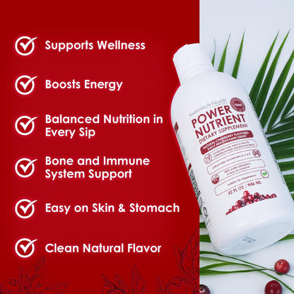 Rawleigh Power Nutrient Liquid Multivitamin – Daily Vitamin & Trace Mineral Supplement, Cranberry Flavour, 946 ml
