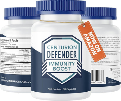 Centurion Labs Defender Immunity Boost: 5-in-1 Comprehensive Blend of Quercetin, Zinc, Vitamin D, Vitamin C and Copper, 60 Capsules