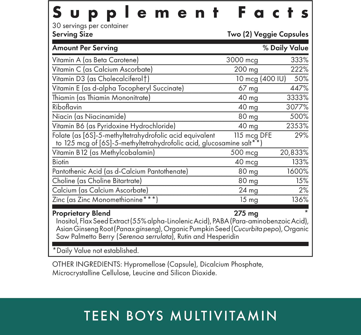 Michael's Health Naturopathic Programmes Teen Boys Daily Multivitamin - 60 Vegetarian Capsules - Kosher - görsel 2
