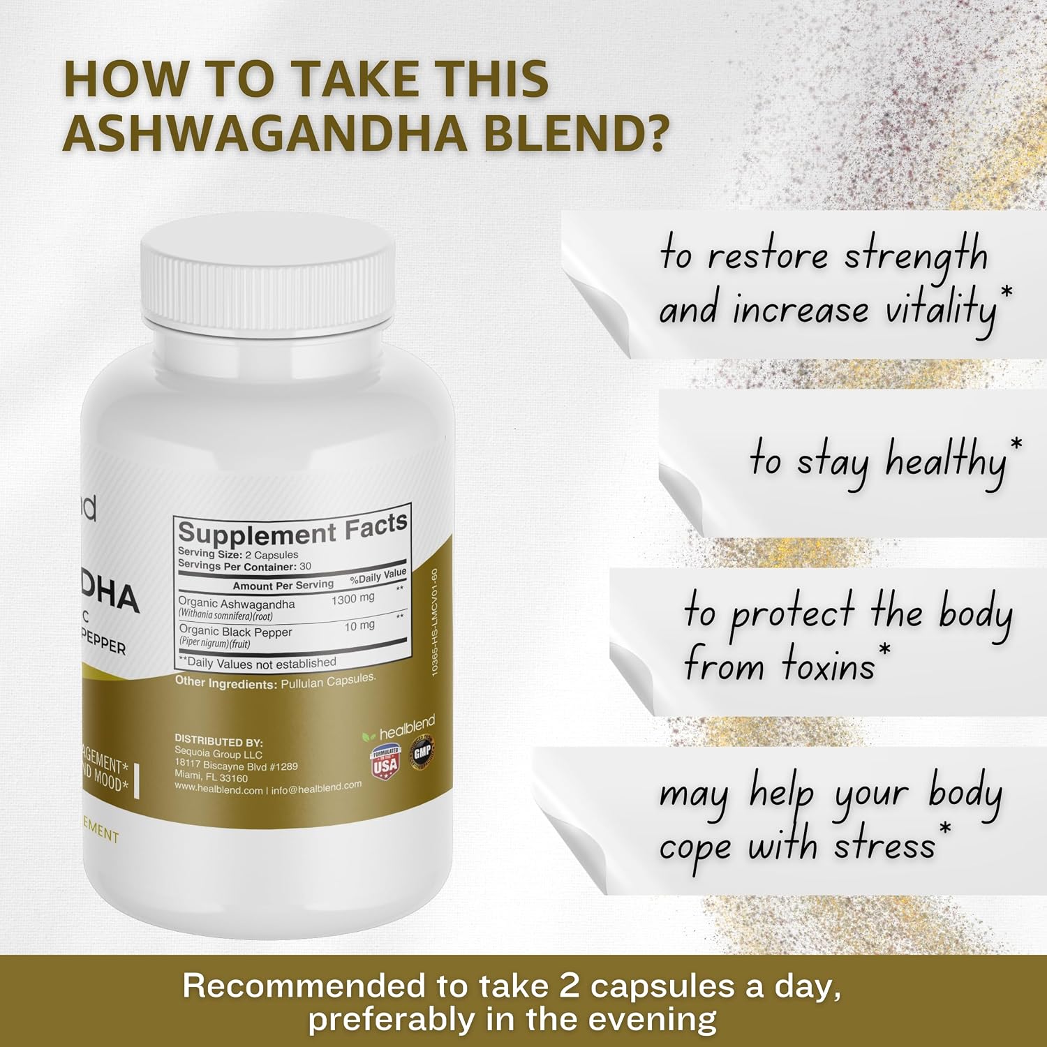 Organic Ashwagandha 1300mg with Black Pepper Extract - Mood and Energy Support Supplement - 60 Capsules - görsel 6