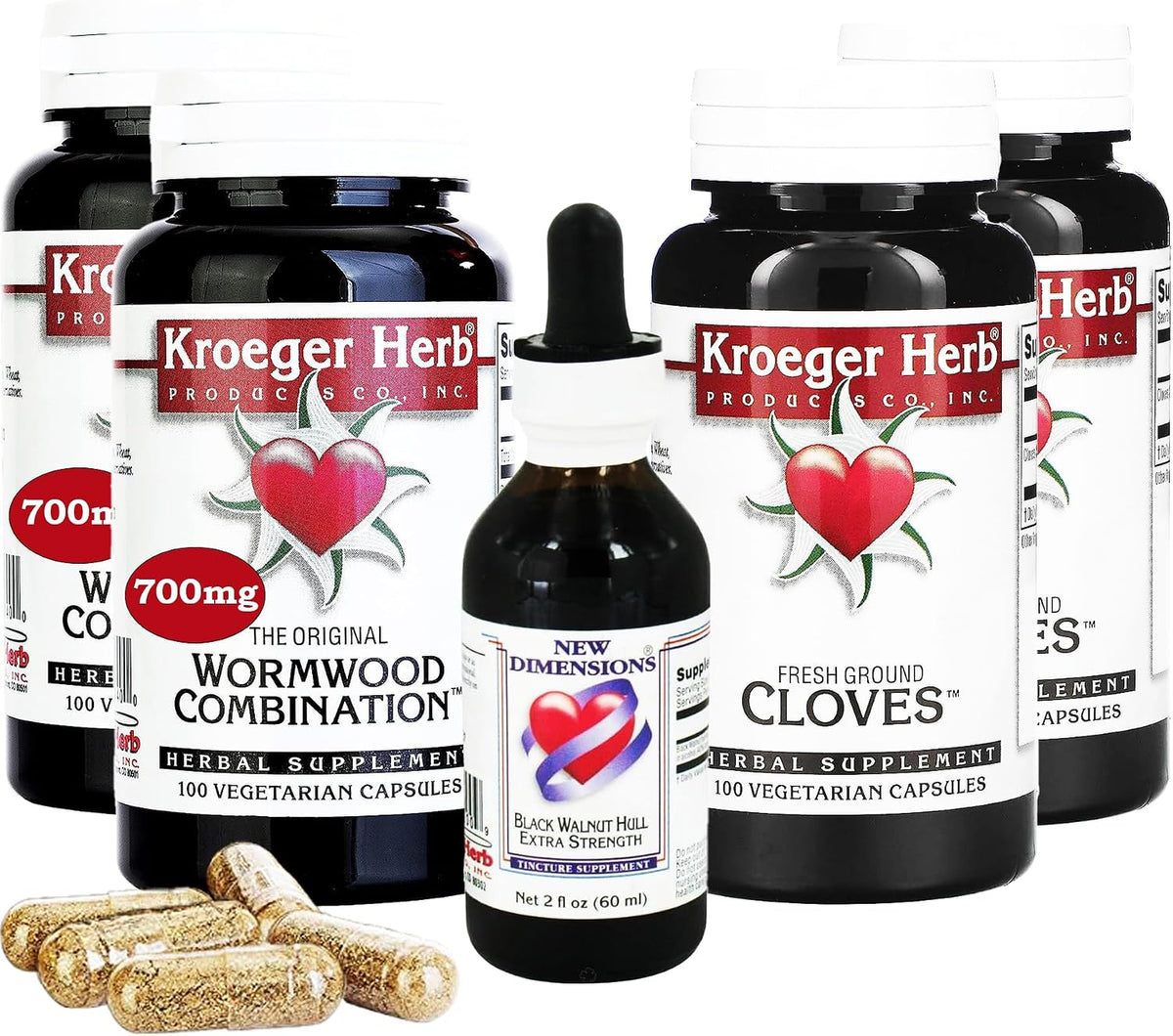 Wormwood Herb Supplement Kit - Black Walnut, Clove, Quassia - Herbal Detox Cleanse Capsules - görsel 4