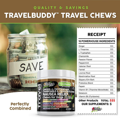 Clean Pets Travel Chews – Nausea Relief for Dogs with Ginger & Melatonin