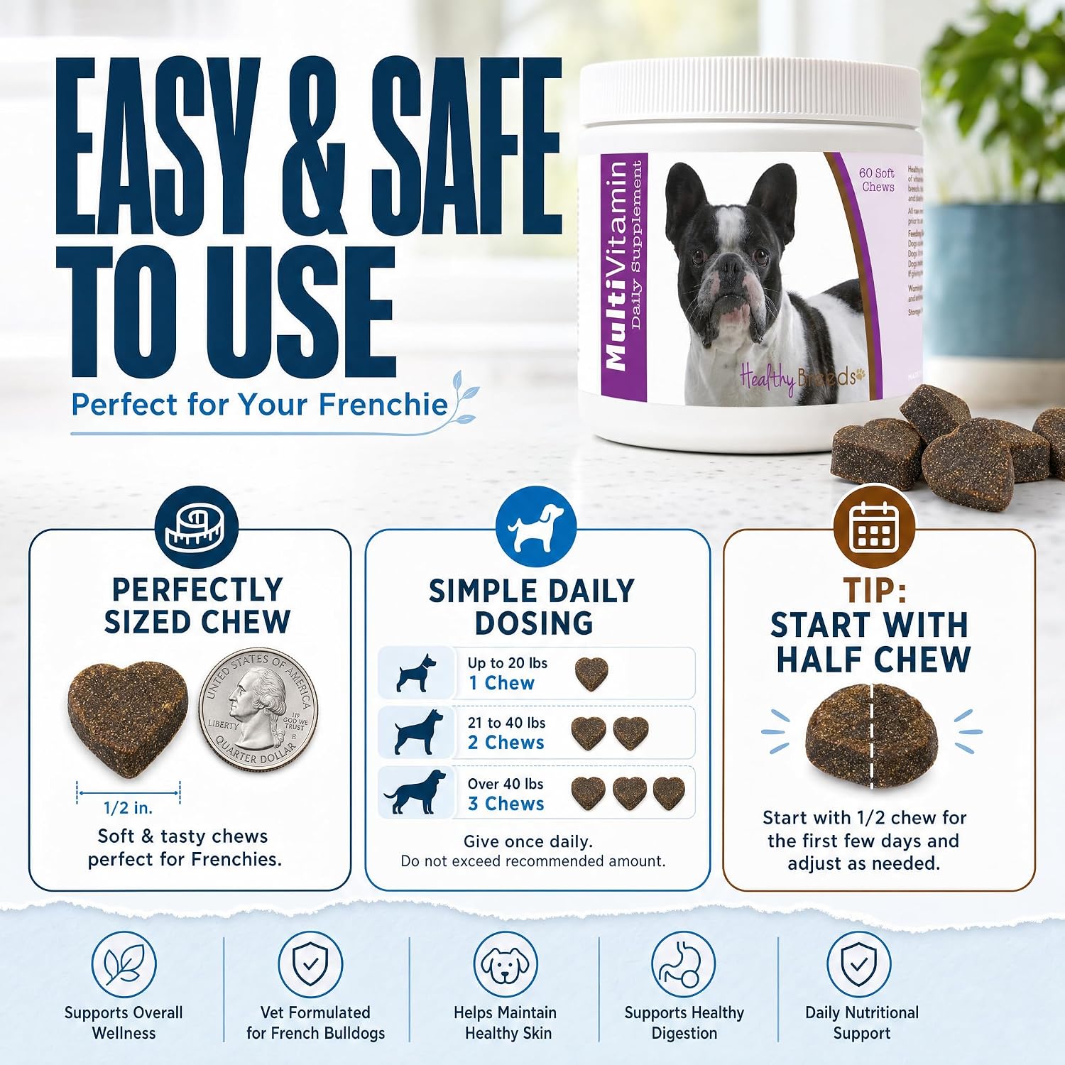 Healthy Breeds French Bulldog All in One Multivitamin Soft Chew – 120 Chews - görsel 5