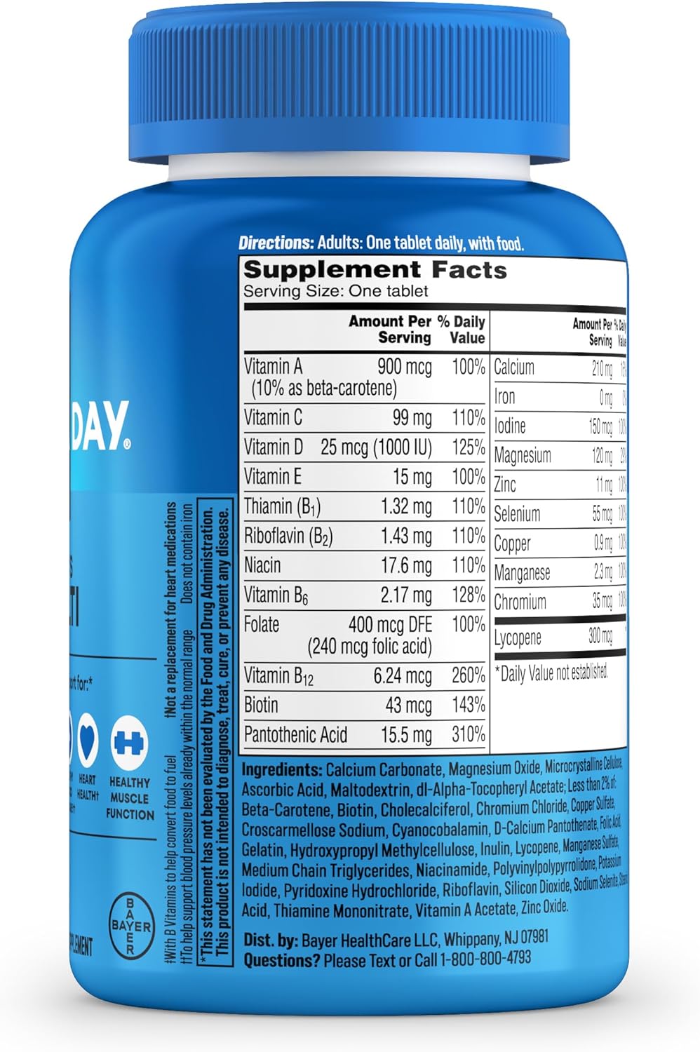 One A Day Multivitamin for Men - Daily Men's Multivitamin with Vitamin D, Zinc, Folic Acid, and B Vitamins, Physical Energy Support, 200 Tablets - görsel 9