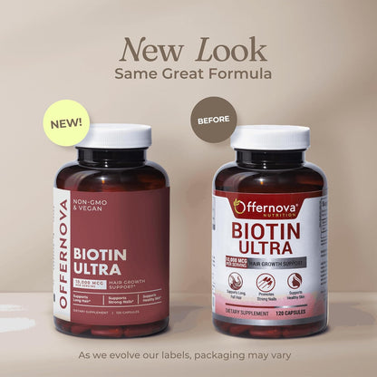 Offernova Biotin Ultra – High Potency Biotin 10,000 mcg for Hair, Skin and Nails – 120 Tablets