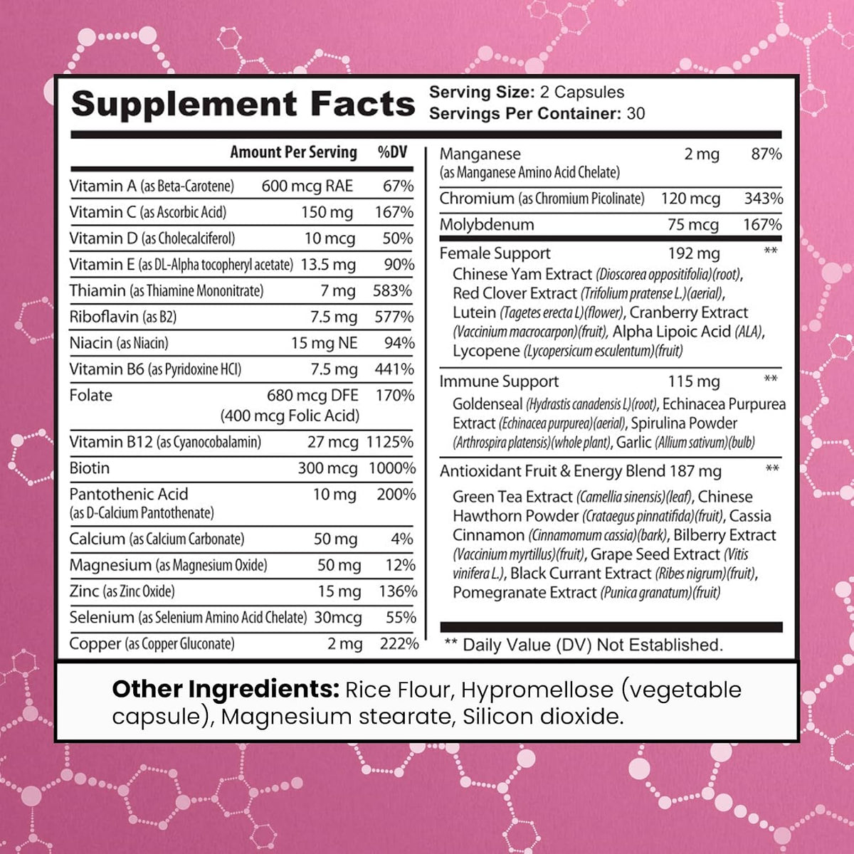 MAX FIT Women's Multivitamin – Complete Multivitamin for Women 50+ with Essential Vitamins A, B, C, D, E, Calcium & Iron – 60 Capsules - görsel 2