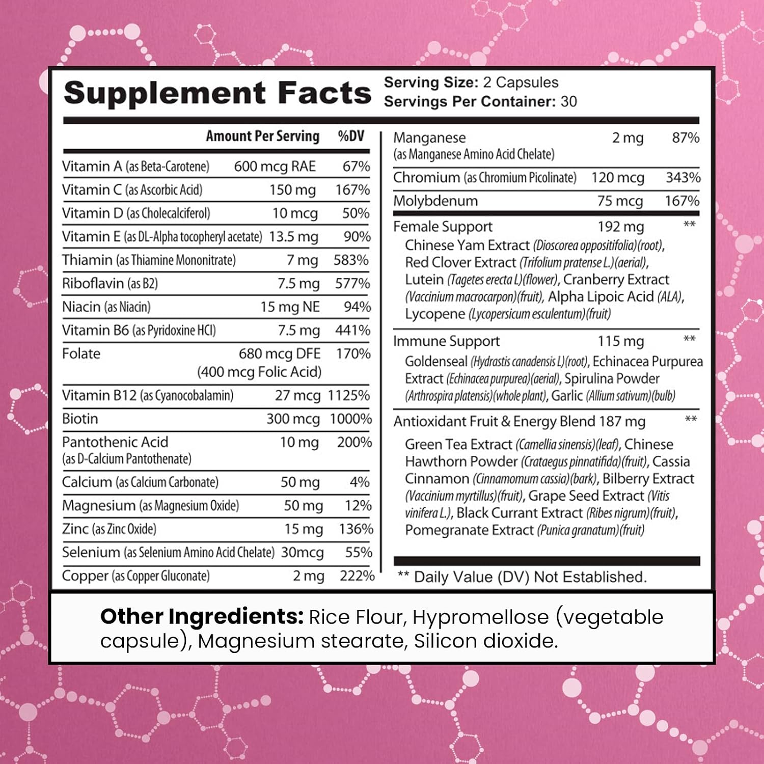 MAX FIT Women's Multivitamin – Complete Multivitamin for Women 50+ with Essential Vitamins A, B, C, D, E, Calcium & Iron – 60 Capsules - görsel 2