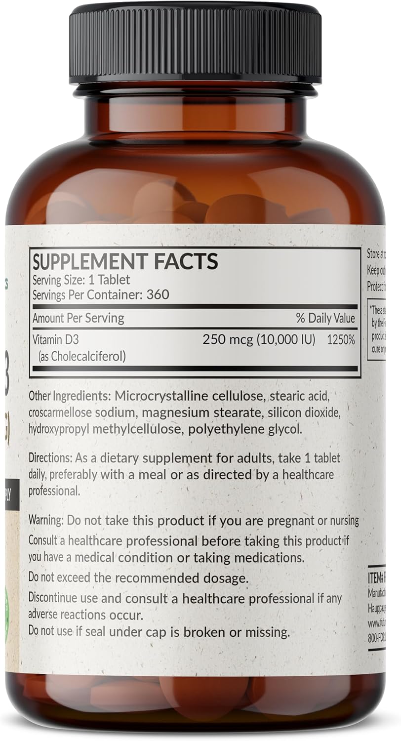Futurebiotics Vitamin D3 10,000 IU (250 mcg) - 360 Tablets - görsel 2