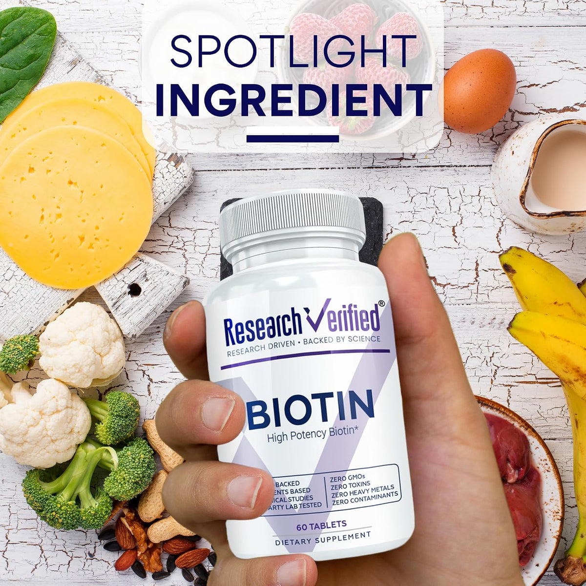 Research Verified Biotin – Pure Extra Strength Biotin 10,000mcg – Hair, Skin and Nails Vitamin – Third-Party Tested, Made in USA – 360 Vegan Tablets - görsel 6
