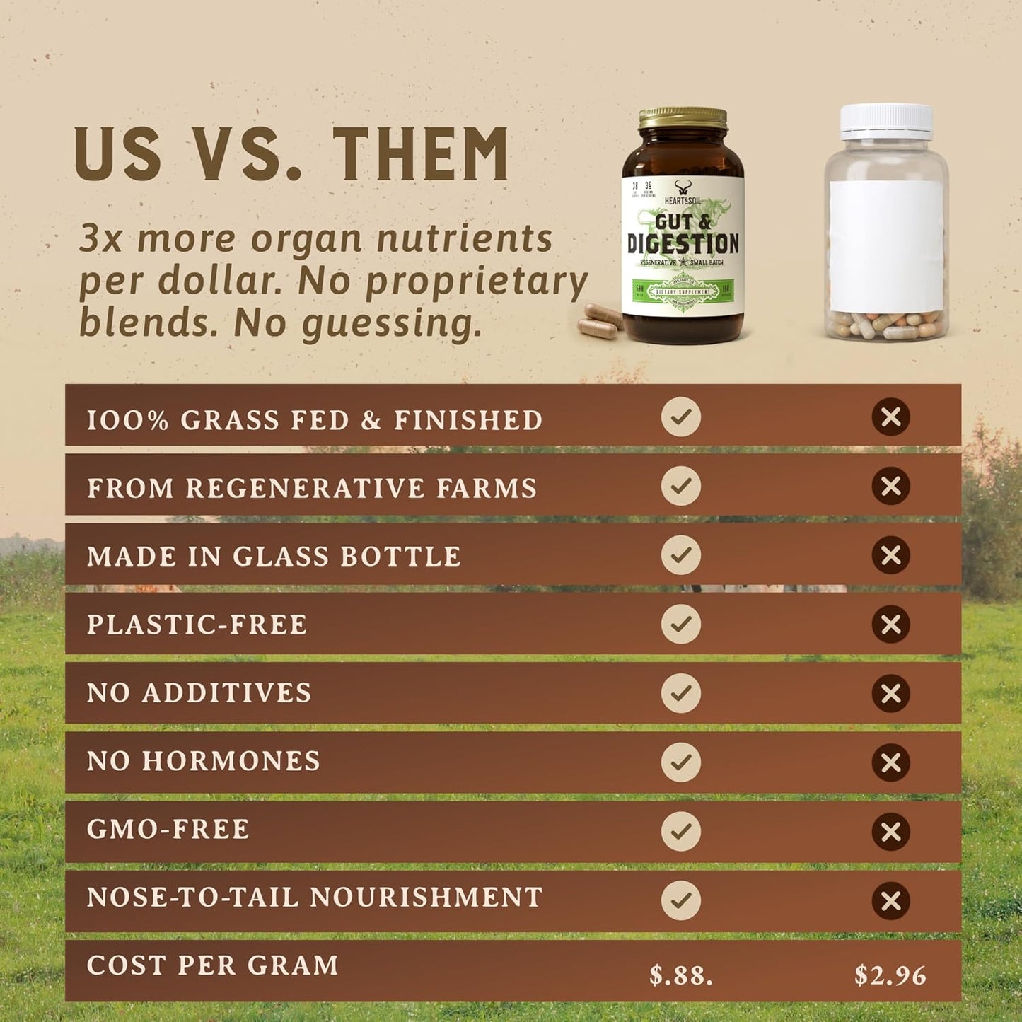 HEART & SOIL Gut & Digestion – Grass Fed Beef Organs for Digestive Health – 180 Capsules - görsel 6