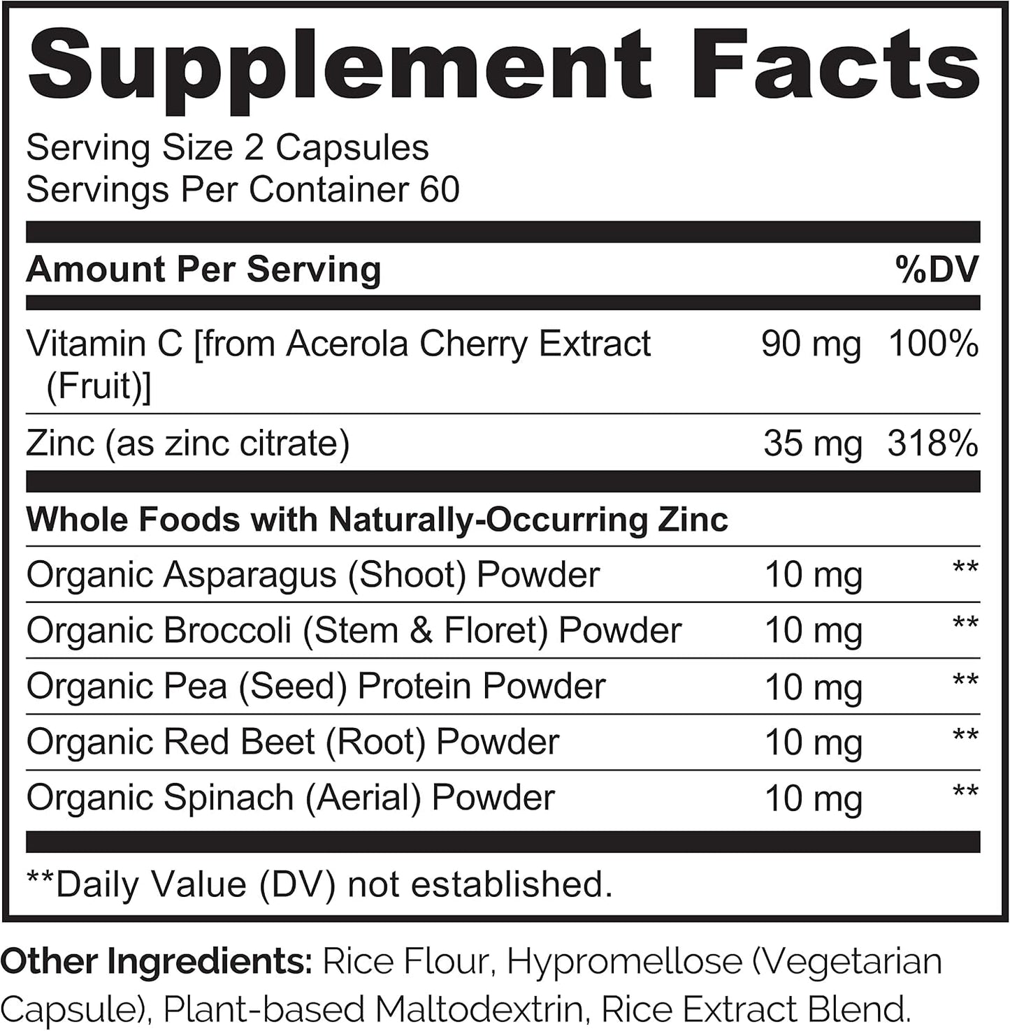 NATURELO Vegan Zinc Immune Support Capsules - Whole Food Complex with Vitamin C for Healthy Skin, Hair and Nails - görsel 3